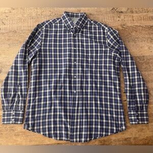 Brunello Cucinelli Men's Blue Plaid Long Sleeve Dress Shirt Size XL